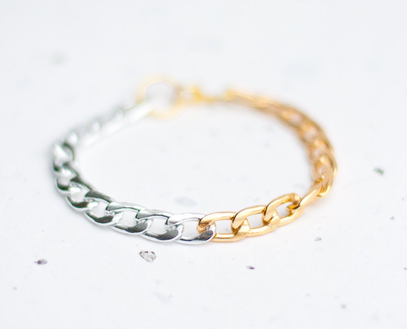 Gold Silver Chain Bracelet Modern minimalist jewelry Glam pastel fashion free shipping rusteam