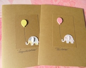 Baby Shower Cards - Baby Shower Thank You Cards - Baby Shower Invitations -  Welcome Baby cards - Balloon Cards-  BECD1