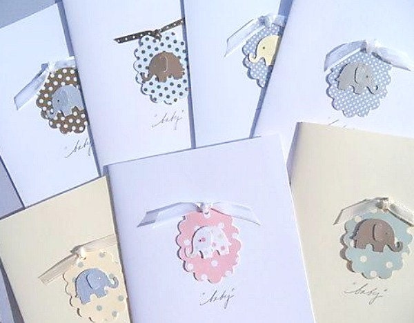 Baby Shower Cards - Welcome Baby Cards - Baby Announcement Cards - Baby Elephant Cards - SBSHR