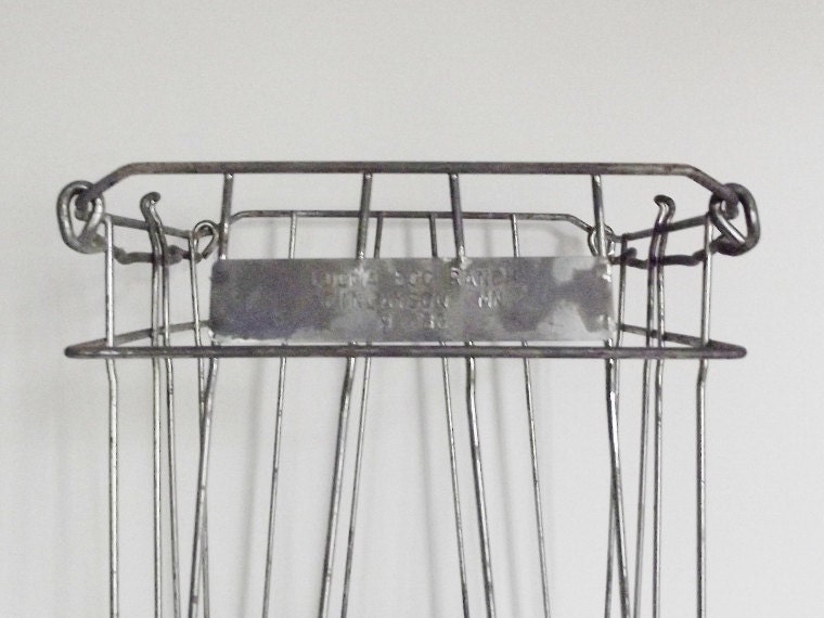 Vintage Wire Egg Crate with Handles Industrial Decor
