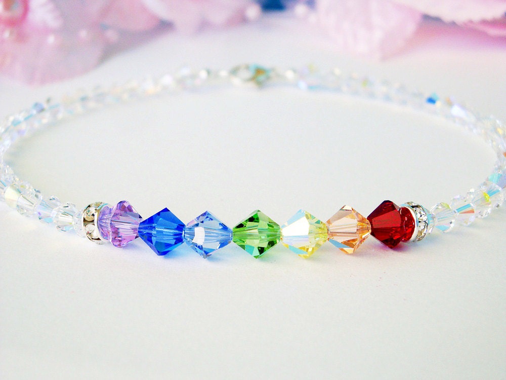 Swarovski Crystal Chakra Anklet