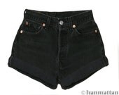 ALL SIZES "TURN" Vintage Levi high-waisted denim shorts black cuffed rolled turn up jeans