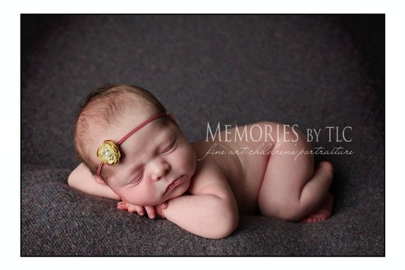 Baby headband - Infant Headband - Newborn Headband - Toddler Headband - small flower headband - Session prop - Skinny headband