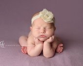 Baby headband - Little girl headband - Infant headband - baby girl headband - flower headband - Cream headband - Lace headband