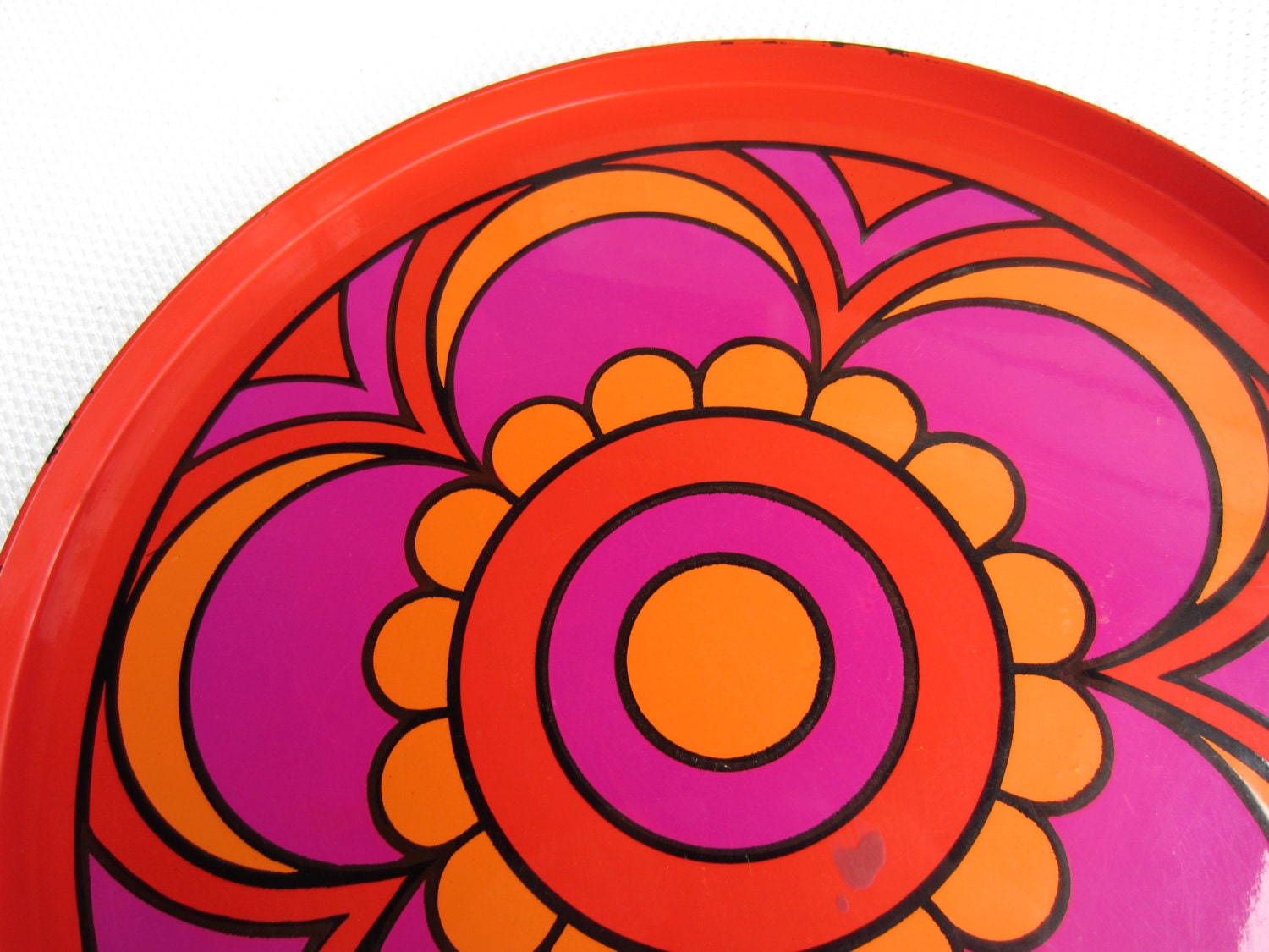 Vintage Retro Mod Pop Tray Red Pink Orange Peter Max Style