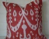 IKAT in Red and White 20 inch pillow cover accent pillow throw pillow