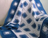 MADE TO ORDER Handmade Crochet 100 % Cotton Baby Boy Quilt nursery blanket  / afghan granny squares 33 by 38 inch