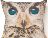 Wise Old Blue Eyes -- Decorative Owl Pillow