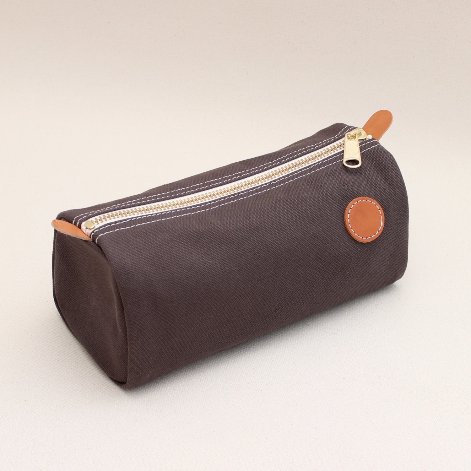 Dopp Kit in 18oz  canvas (with monogram option) - Toiletry/Shaving bag in Grey / Smoke