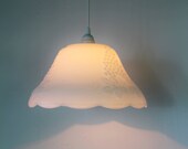 Harvest Grape - Upcycled Hanging Pendant Lamp featuring a Vintage Anchor Hocking White Milk Glass Punch Bowl - OOAK BOOTSNGUS Lamps