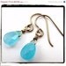 ON SALE 080 Antique Brass Blue Chalcedony Teardrop Hypoallergenic Earrings