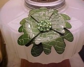 Clearance Vintage Rhinestone Metal Flower Pin Lg Peridot Green Spring,Summer Bold Beautiful IN STYLE COLOR