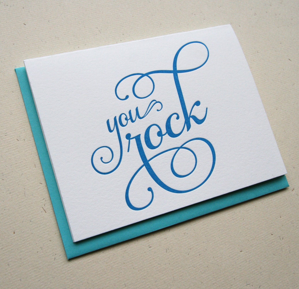 You Rock - Congratulations card -  Graduation Card - letterpress