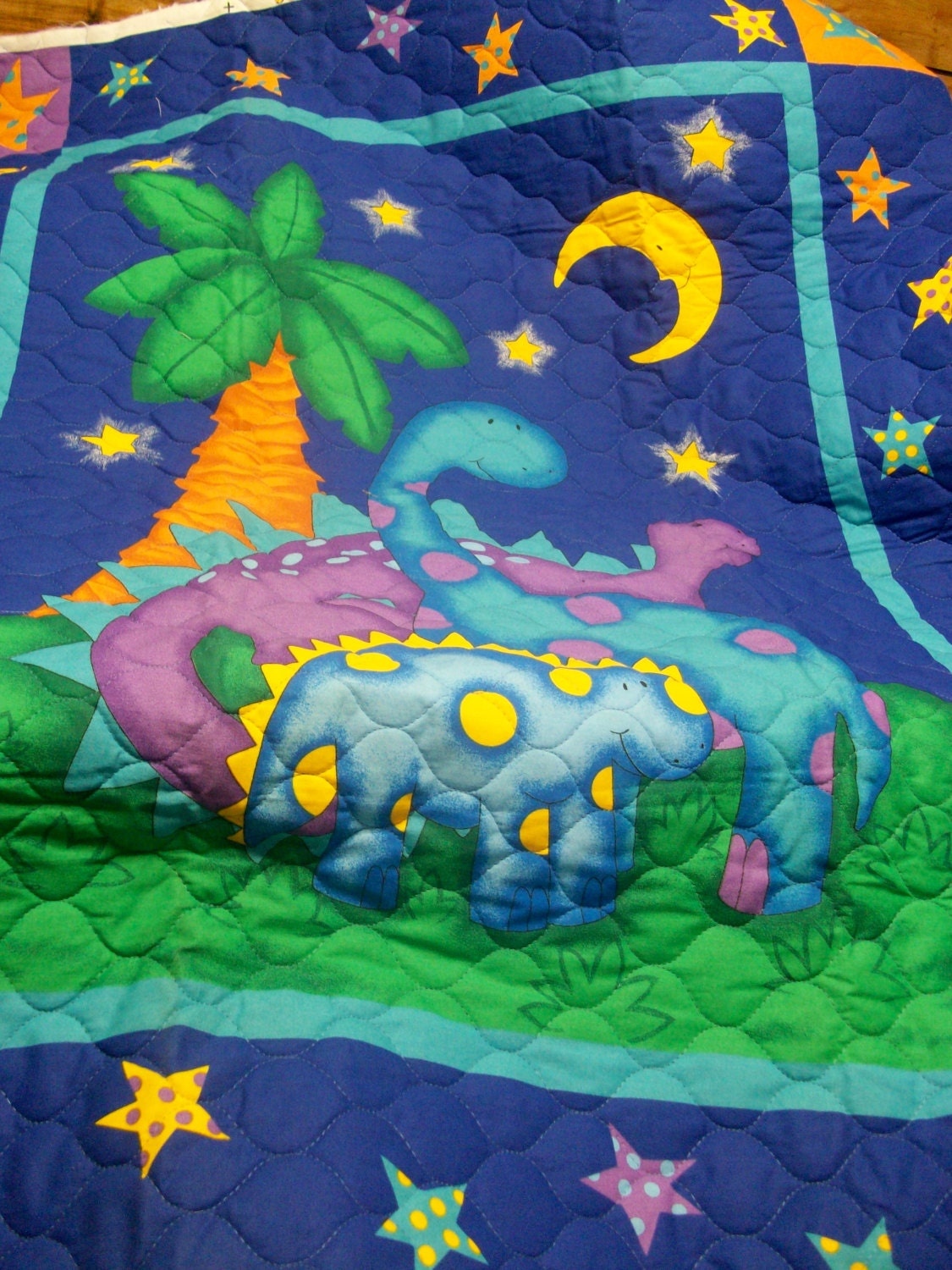 New Dinosaur Pre-quilted Fabric Panel - Destash