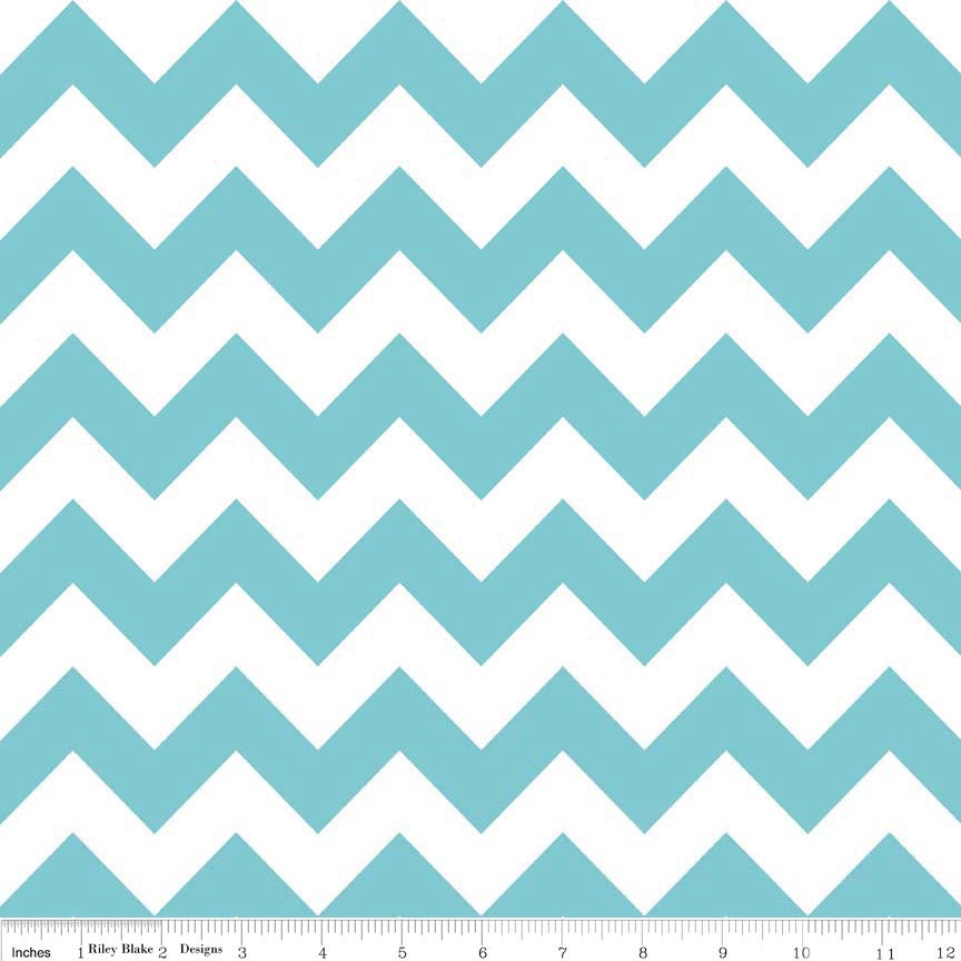 Aqua Chevrons-  7x9 Sweet Bobbins Wipes/Utility/Wet Bag - SEAM SEALED - Snap Strap