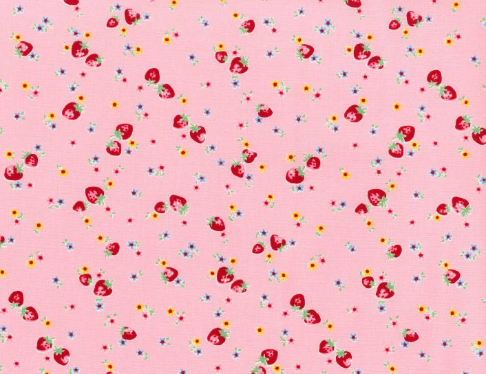 Japanese, YUWA, 30's Collection, Sweet Strawberries in Pink, 1/2 Yard