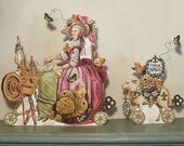 DIY Marie Antoinette Paper Doll Decoration Digital Download - French Lady With Spinning Wheel, Lamb - Altered Art For Crafts MA18DP
