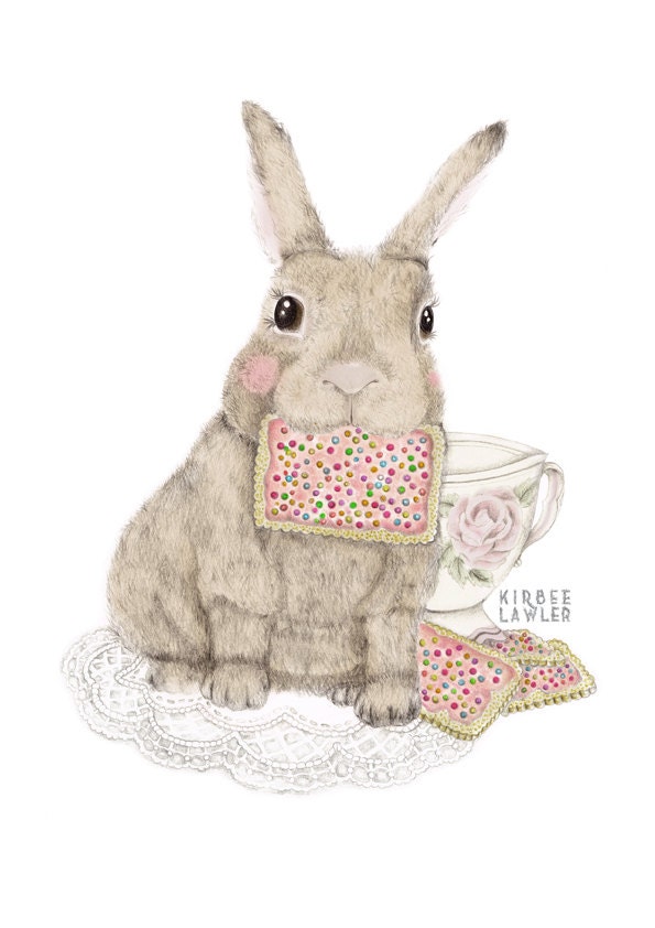 Bunny Tea A4 Art Print