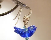 Blue bird earrings