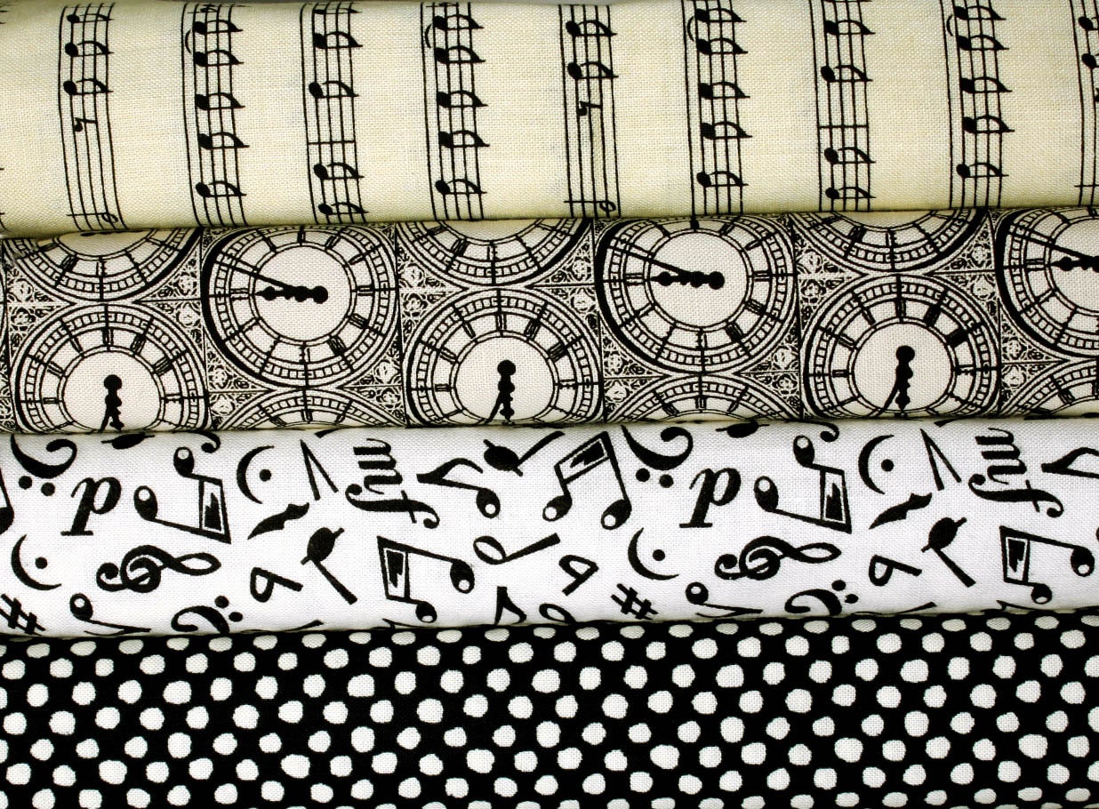 Music Theme Fabric Bundle Half Yards Set Of Four Cotton By Laurl