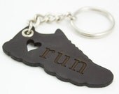 I love running keychain, leather keychain, marathon 5k, run keychain