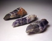 Set of 3 Chevron Amethyst Shards.  Natural Banded Formation.  Crown Chakra.  Crystal / Mineral Specimens )0(