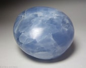 Lovely Blue Calcite Pebble.  Large Polished Palmstone.  Throat Chakra.  Crystal Healing / Mineral Specimen.