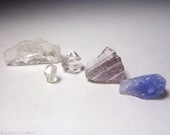 Set of 5 Rare Crown / Third Eye Crystals. Phenacite, Petalite, Herkimer Diamond, Axinite, and Tanzanite. Crystal Healing / Mineral Specimens