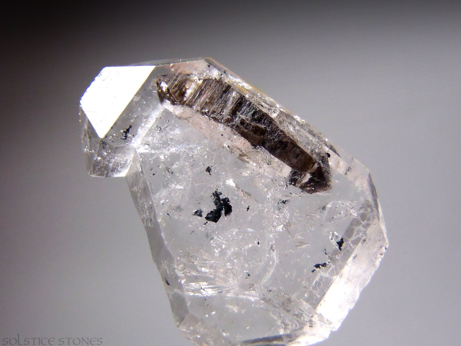 True Manifestation Crystal in Quartz 'Diamond'. Amazing Black Double Terminated Inclusion. Crown Chakra. Crystal Healing / Mineral Specimen.