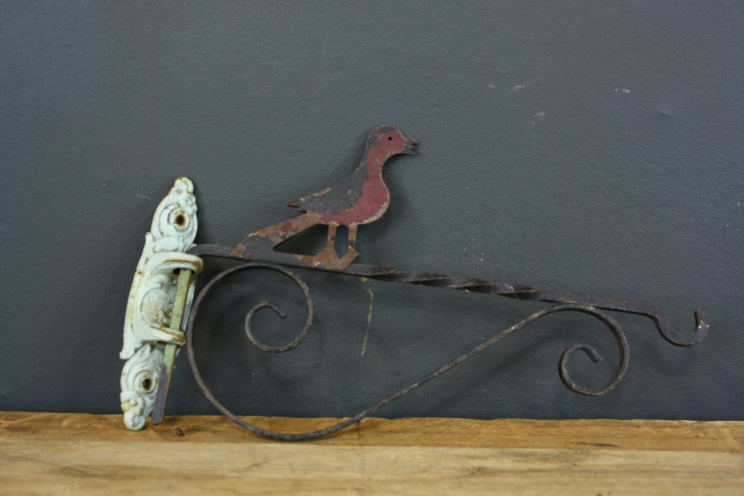 Wrought Iron Lamp or Flower Basket Holder