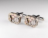 Steampunk Cufflinks Girard Perregaux - RARE - Silver - Luxury Watch Movement Mens Gear Cuff Links by Steampunk Vintage Design