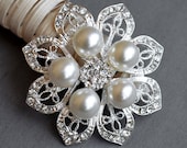 Rhinestone Brooch Embellishment Pearl Crystal Flower Hair Comb Shoe Clip Wedding Brooch Bouquet Cake Decoration Supply BR015