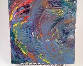 4" x 4" Original Textured Mini Oil Painting - Slate Blue & Other colors