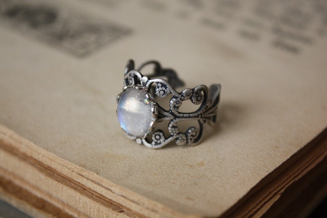 Rainbow Moonstone Ring