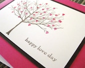 happy love day with tree of hearts - handmade Valentines Day/Wedding/Anniversary Card