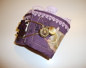 Purple Autumn Leafy Button Textile Art Cuff