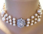 Backdrop Necklace, Pearl Bridal Necklace, Handmade, Pearl Backdrop Necklace, Bridal Jewelry, Wedding Necklace, Vintage Bridal Jewelry, Pink