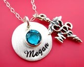 Physician / Doctor / Medical Pracitioner Hand Stamped Jewelry - Personalized Sterling Silver Necklace