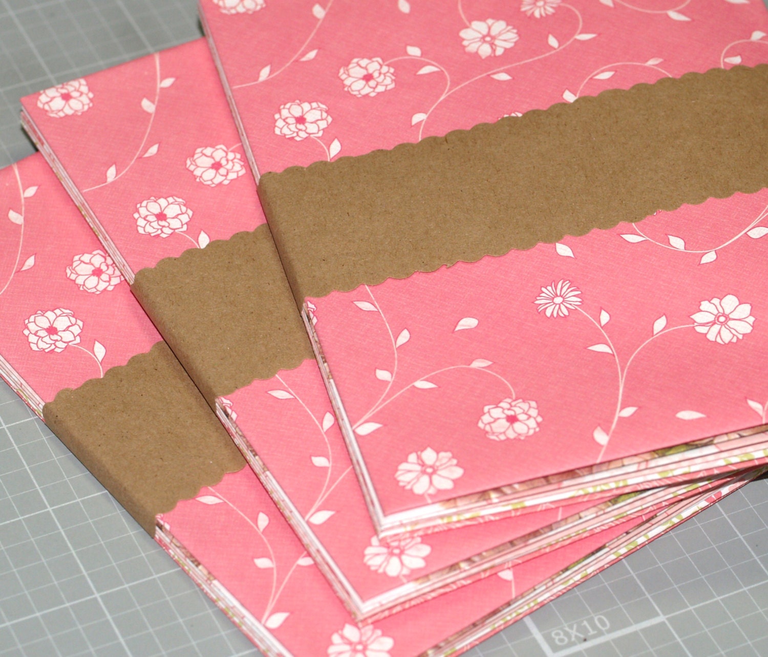 In the Pink ... Stationery Set . 6 Handmade Envelopes . Pretty . Blank Cards . Greetings . Notecards . Assortment . Ultra Feminine