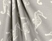 Designer, custom made shower curtain, 72W X 72L inches Sea Horse grey and white gray