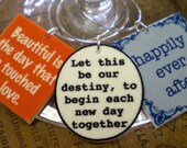12 CUSTOM Wedding Wine Charms "The ELEGANT touch your reception wine glasses need" UNIQUE Wedding favor & Custom Color, Font, Shape, Picture