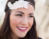 Gwen Coral headband--guimp and pearl beaded headband