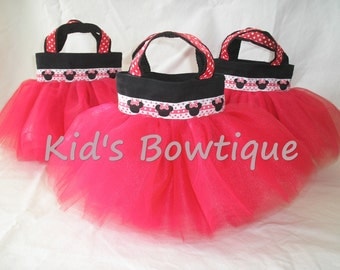 Set of 15 Red Minnie Mouse Disney Themed Party Favor Tutu Bags