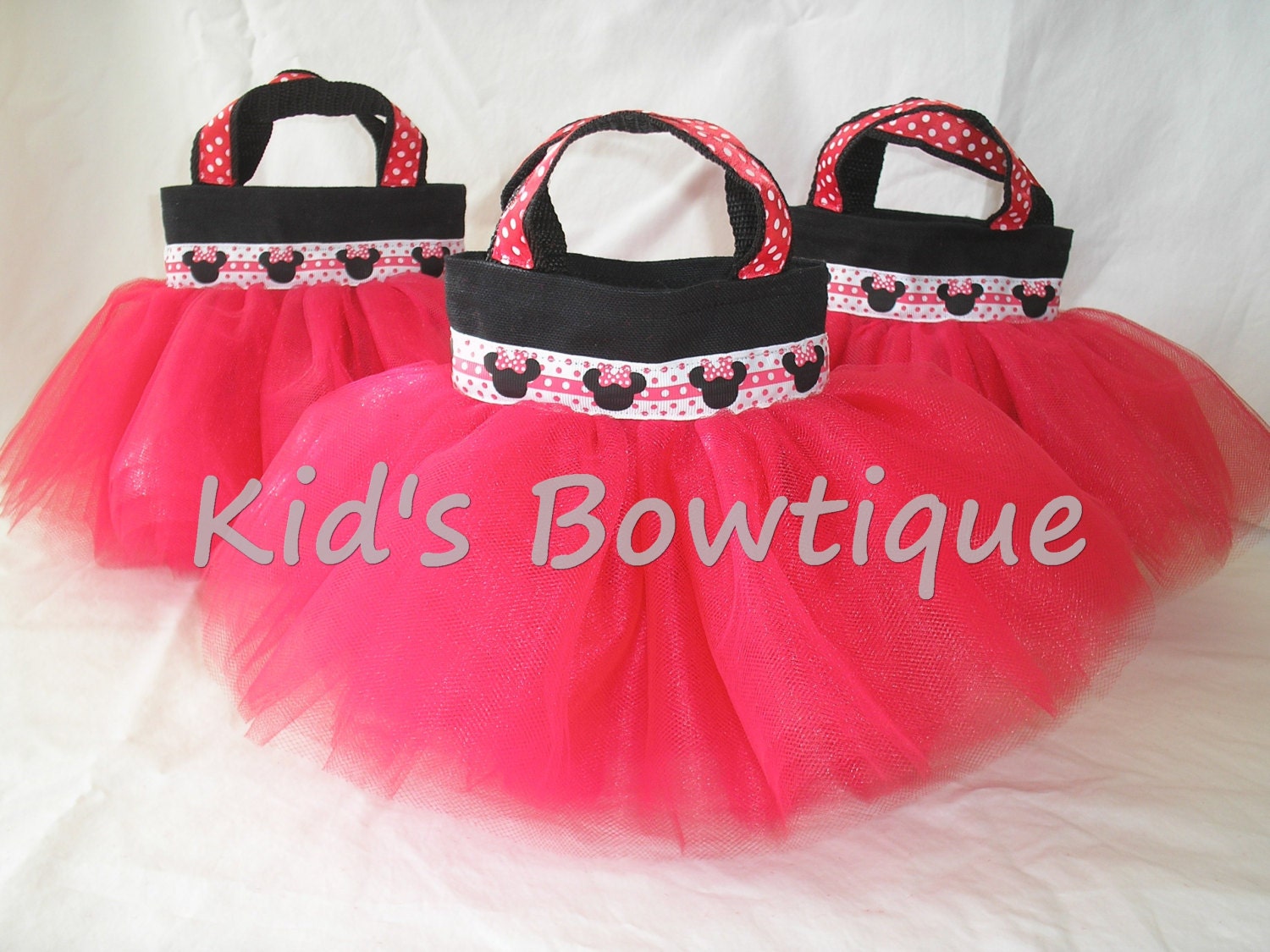 Set of 15 Red Minnie Mouse Disney Themed Party Favor Tutu Bags