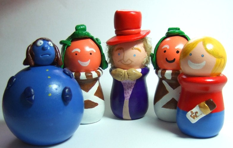 Willy Wonka Charlie and the Chocolate Factory Cake Topper Set Figurines Handmade