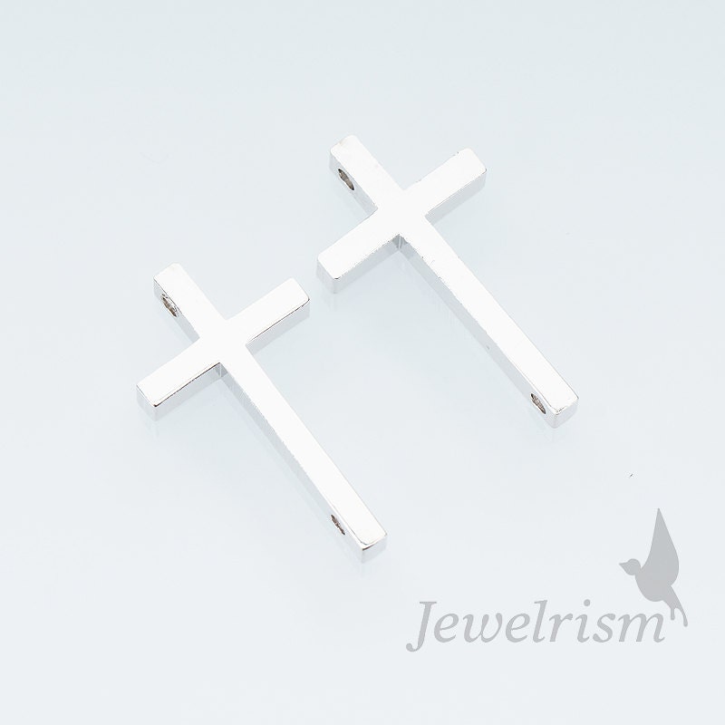 BD016-03-R // Glossy Original Rhodium Plated Metal Bead, 12mm x 21mm, 4 Pc