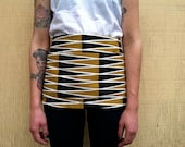 mustard yellow green black and white geometric handmade half apron