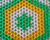 1970s kitsch plastic bead table cover/doily/18 X 21 inches/patio furniture/retro/handmade