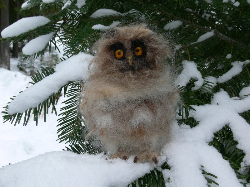 Needle Felted  Wool Animals-  Owl- Waldorf inspired-OOK Soft Sculpture-needle felt by Daria Lvovsky made for custom orders