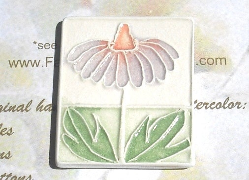 BIG Beautiful CONEFLOWER handmade ceramic shank button extra large lavender violet burnt orange sage by Faith Ann Originals 2" bbs28